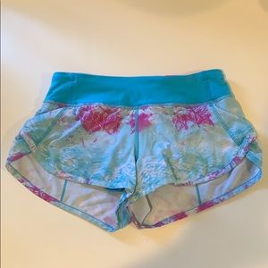 Running shorts with built-in underwear.